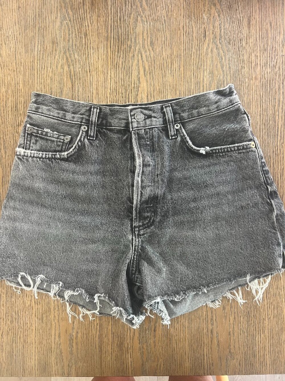 AGOLDE Dee Denim Jean Shorts Vintage High Rise Grey, Gray sz 28 slow burn